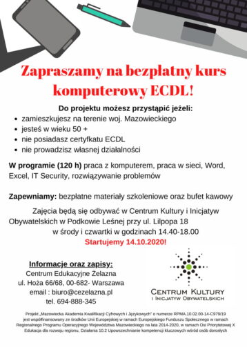 Zapraszamy na bezpłatny kurs komputerowy ECDL!