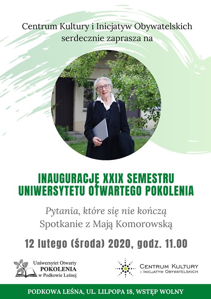 You are currently viewing Uniwersytet Otwarty POKOLENIA: Maja Komorowska inauguruje XXIX semestr