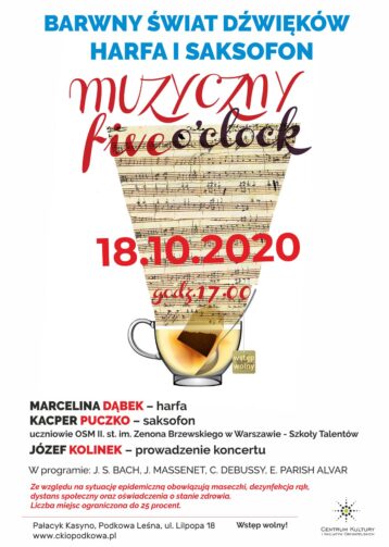 MUZYCZNY FIVE O’CLOCK: Barwny świat dźwięków – harfa i saksofon