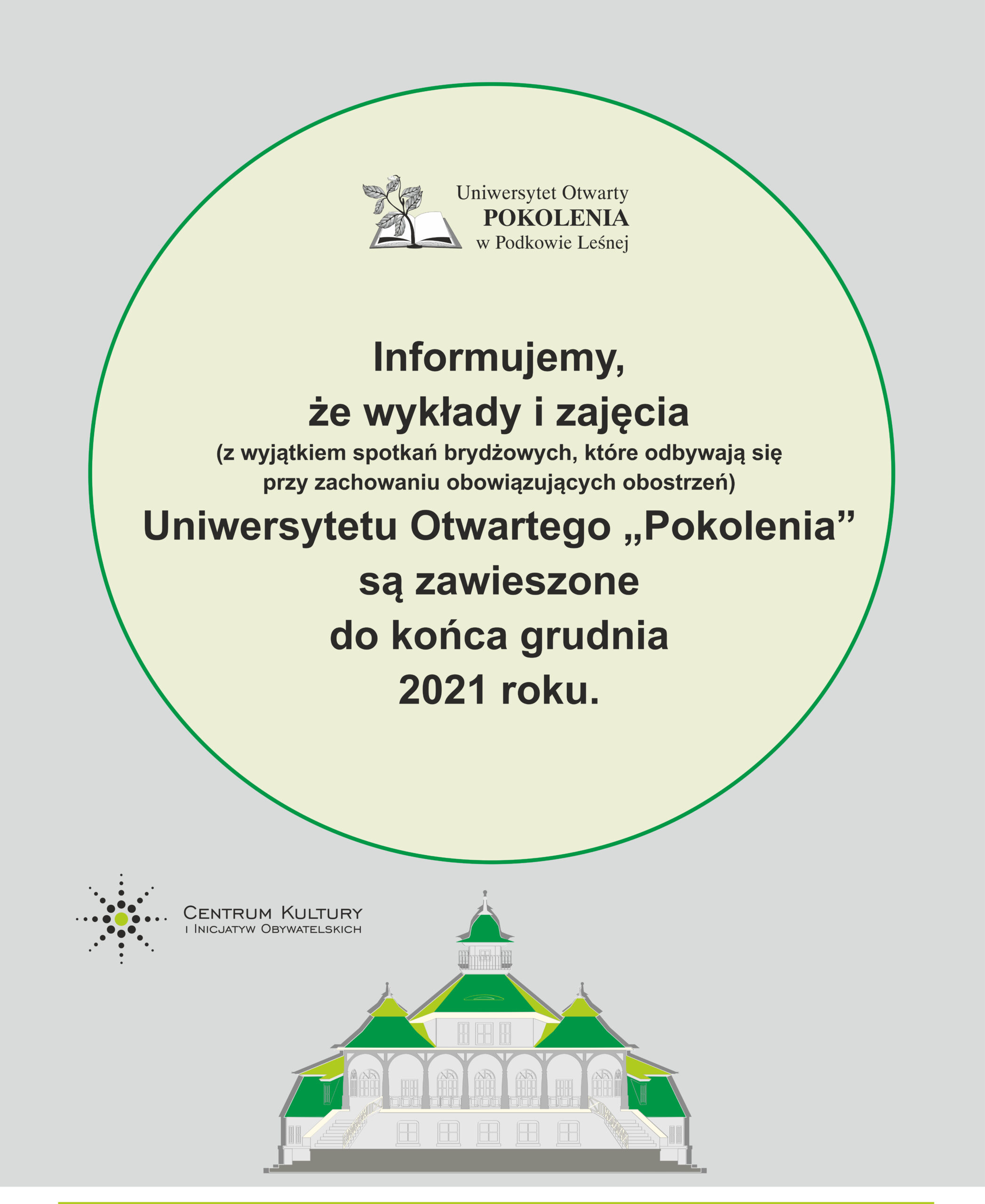 You are currently viewing Uniwersytet Otwatry POKOLENIA: Zajęcia zawieszone