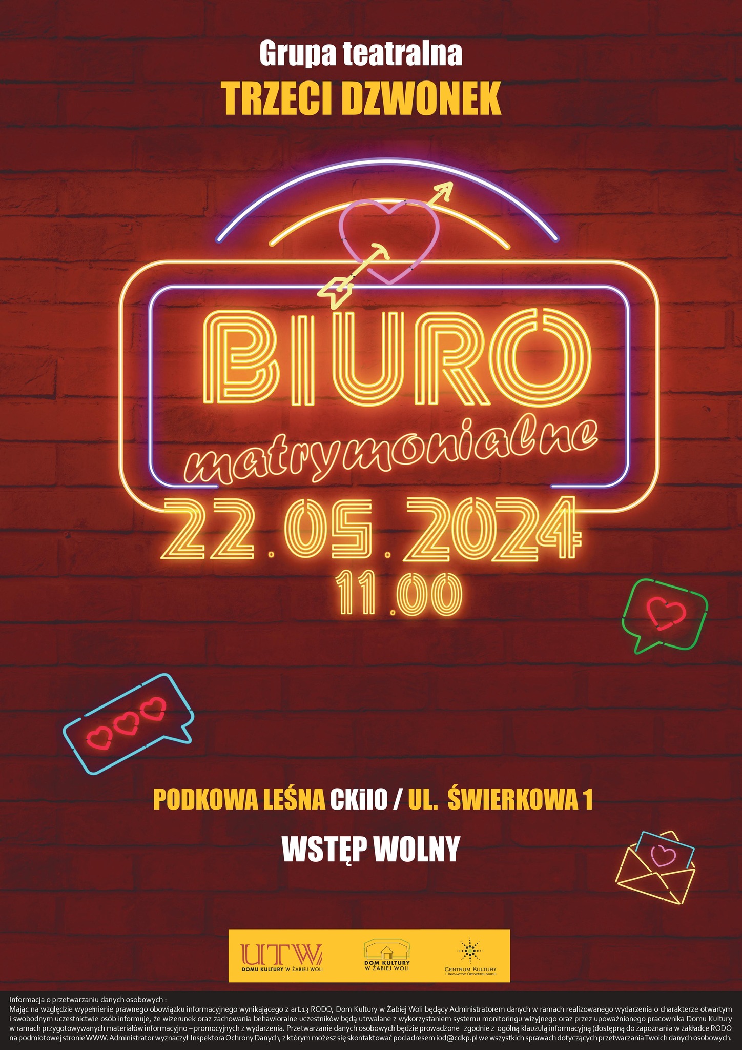 You are currently viewing BIURO MATRYMONIALNE – spektakl grupy Trzeci Dzwonek