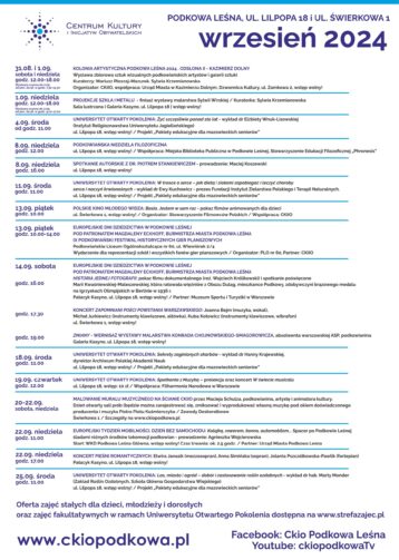 Kulturalny program na wrzesień 2024