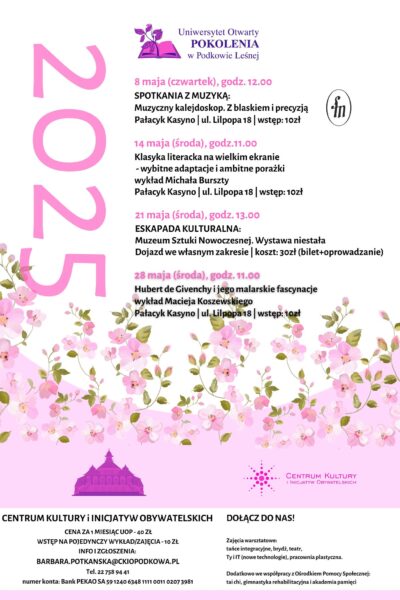 Uniwersytet Otwarty POKOLENIA w maju 2025
