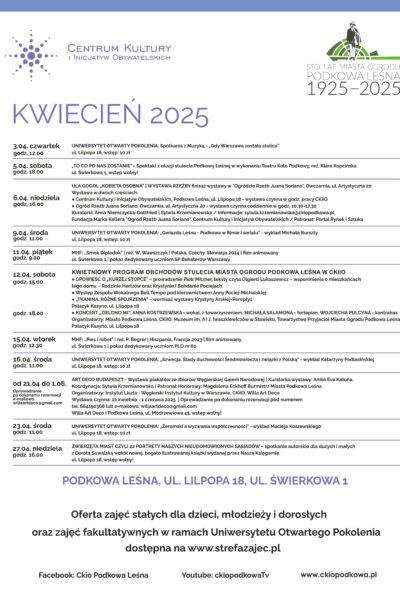 Program kulturalny w kwietniu 2025