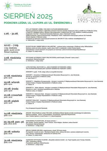 Sierpień 2025 – program kulturalny