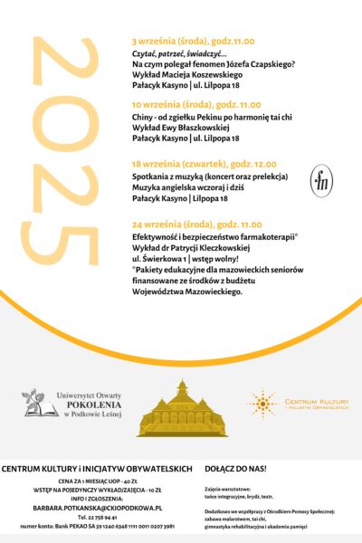 Wrzesień na Uniwersytecie Otwartym POKOLENIA