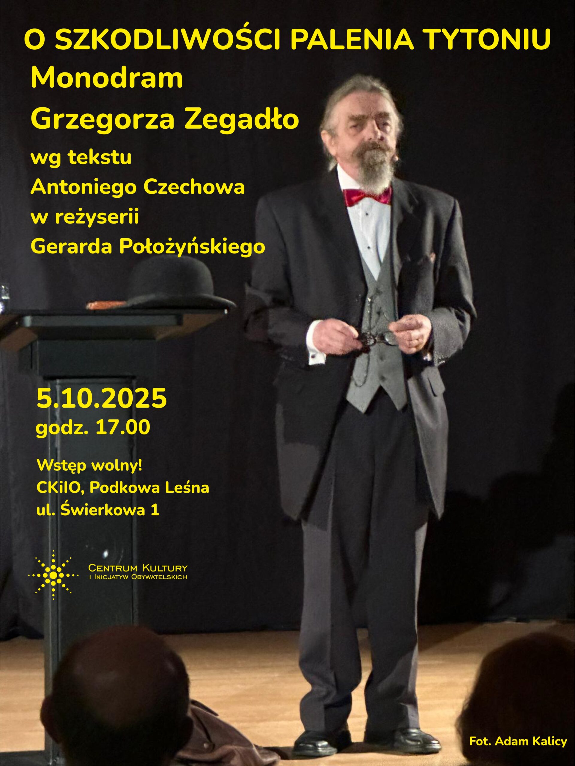 You are currently viewing „O szkodliwości palenia tytoniu” – monodram w wykonaniu Grzegorza Zegadły