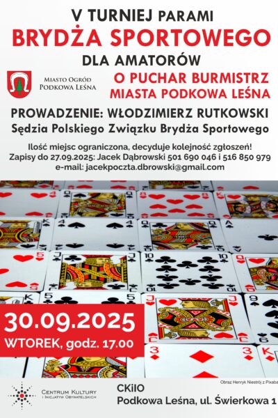 V turniej parami brydża sportowego dla amatorów