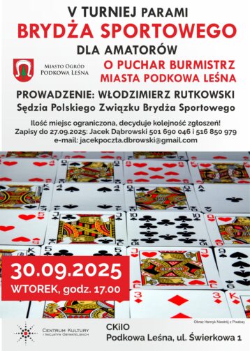 V turniej parami brydża sportowego dla amatorów