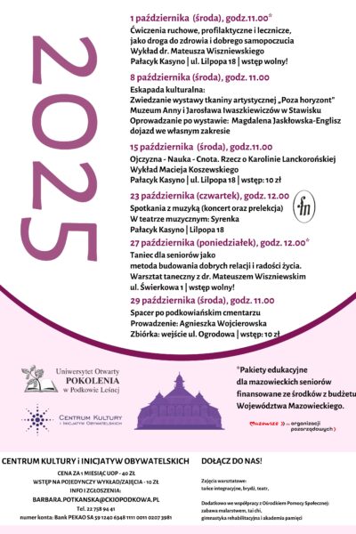 Październik na Uniwersytecie Otwartym POKOLENIA