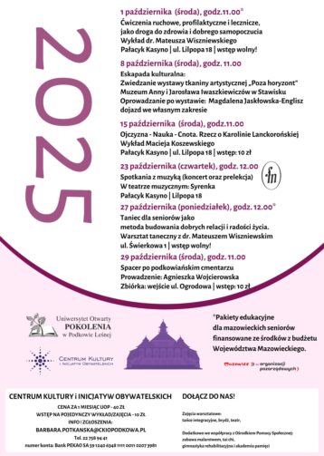 Październik na Uniwersytecie Otwartym POKOLENIA