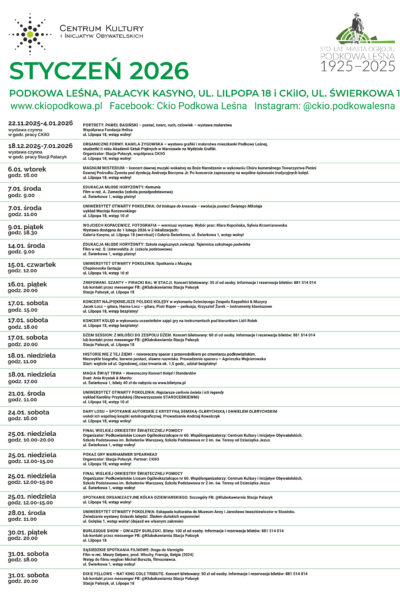 Styczeń 2026 – poznaj nasz program