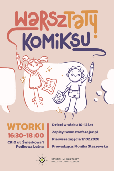WARSZTATY KOMIKSU dla dzieci w wieku 10-13 lat.