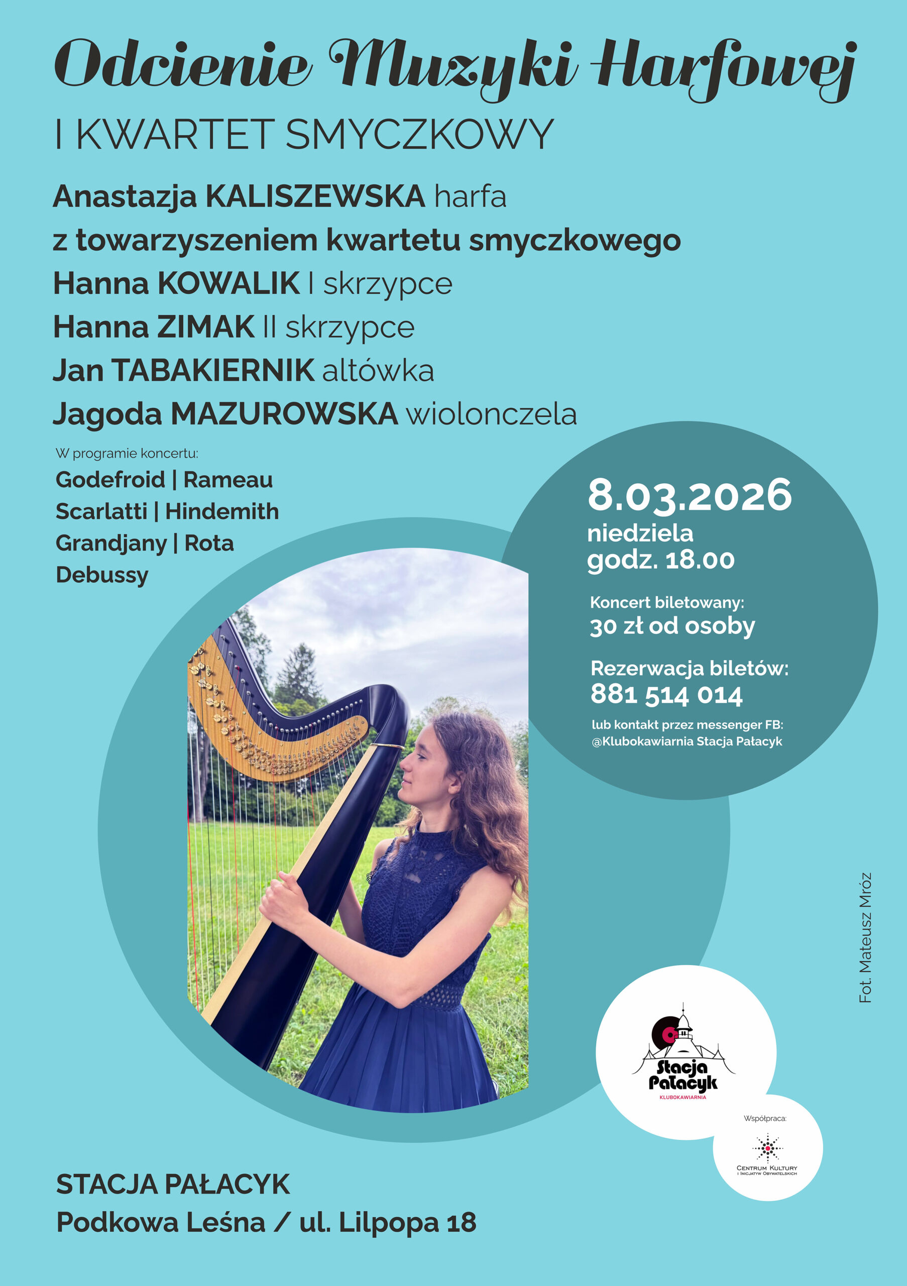 You are currently viewing STACJA PAŁACYK: Odcienie muzyki harfowej i kwartet smyczkowy