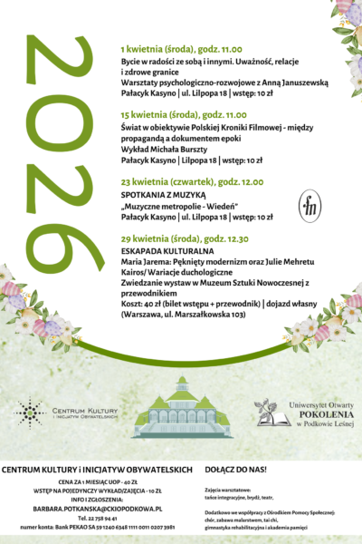 Uniwersytet Otwarty POKOLENIA w kwietniu 2026