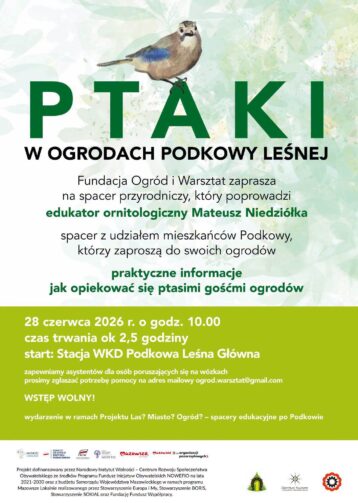 Ptaki w ogrodach Podkowy Leśnej – spacer przyrodniczy