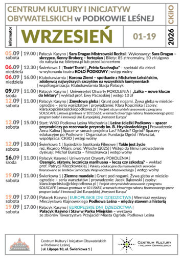 Wrzesień 2026 – zupełnie nowy harmonogram kultury