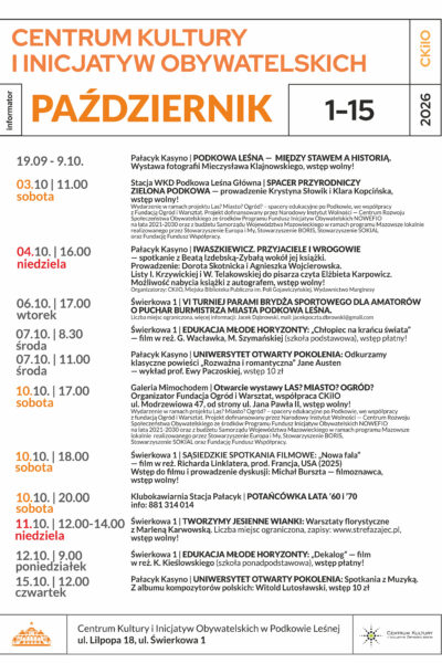Październik 2026 w Pałacyku i na Świerkowej