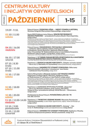Październik 2026 w Pałacyku i na Świerkowej